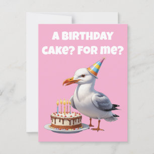 Cartão Postal Surpresa de Aniversário da Gaivota – Bolo Não Está