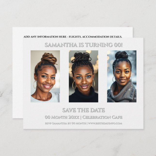 Cartão Postal Surpresa de aniversário qualquer idade 3 modelo de (Frente/Verso)