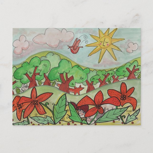 Cartão Postal Surpresa na Arte Folclórica dos Lírios Ucranianos (Frente)