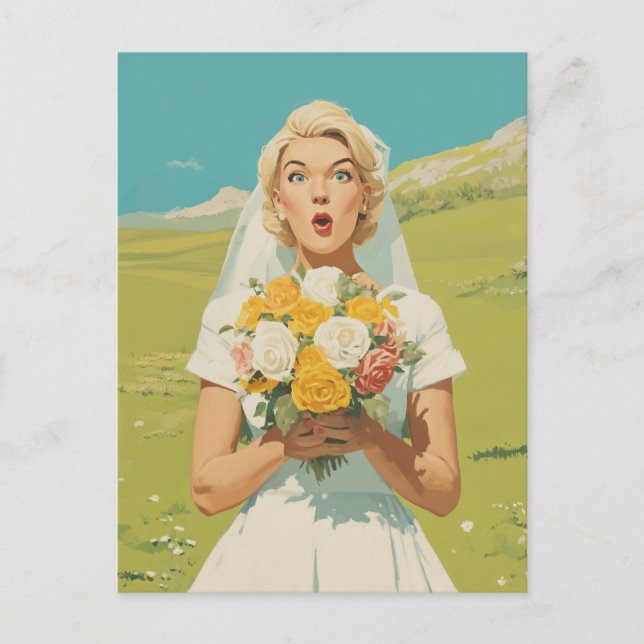Cartão Postal Surprised Bride in Spring Meadow (Frente)