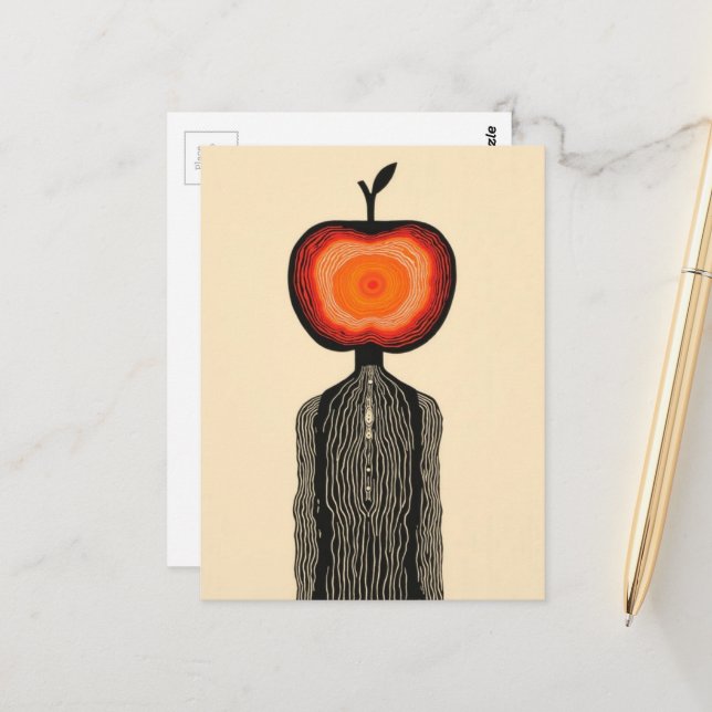 Cartão Postal Surreal Apple Person (Frente/Verso In Situ)