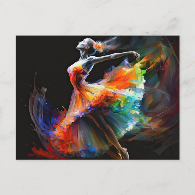 Cartão Postal Surreal Color Blast Dancing Ballerina (Frente)