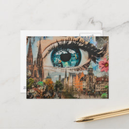 Cartão Postal Surreal Eye Looking at the City