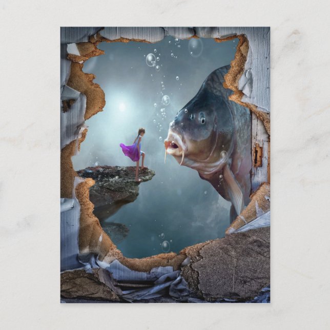 Cartão Postal Surreal Fantasia paisagem (Frente)