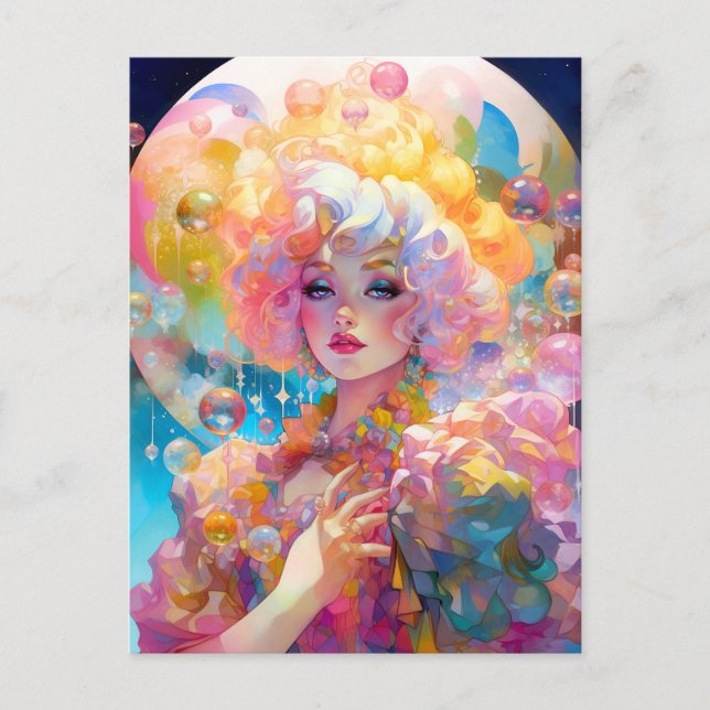 Cartão Postal Surreal Lady Fantasy Art (Frente)