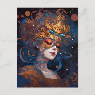 Cartão Postal Surreal Lady Fantasy Art
