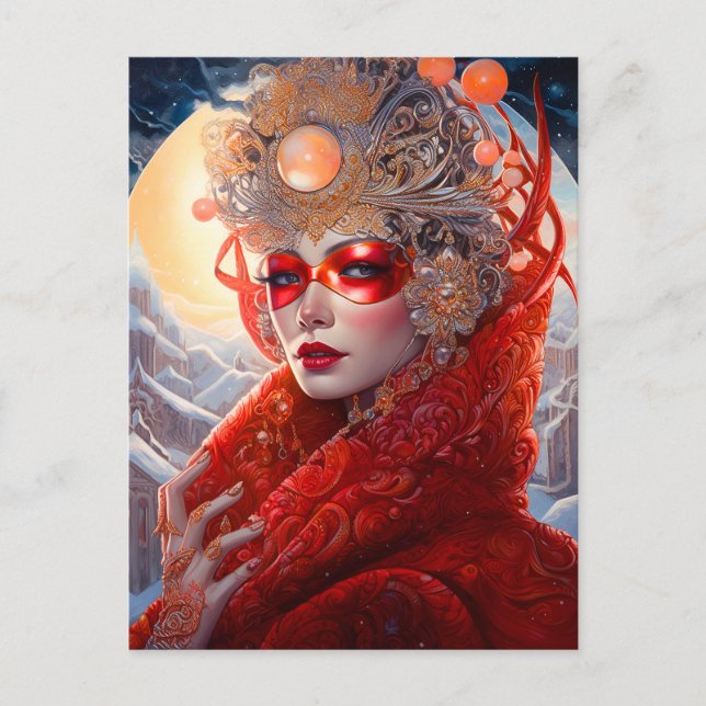 Cartão Postal Surreal Lady Fantasy Art (Frente)