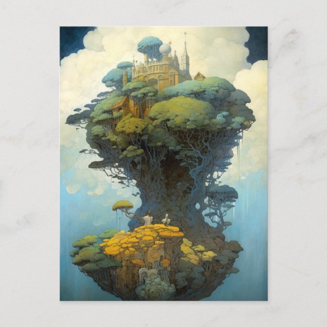 Cartão Postal Surreal Landscape Castle Fantasy Art (Frente)