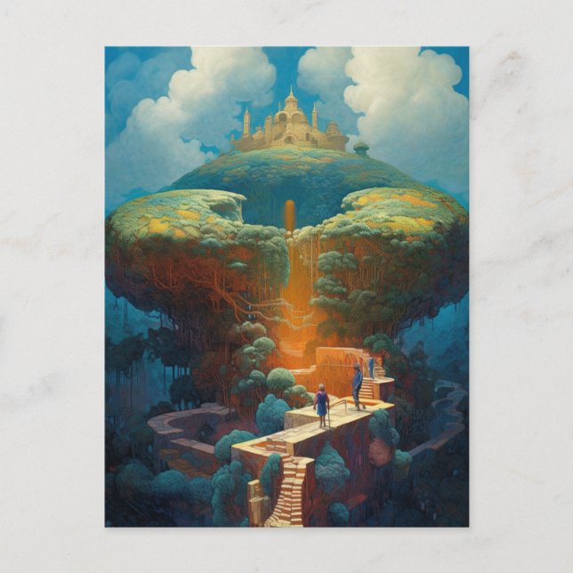 Cartão Postal Surreal Landscape Castle Fantasy Art (Frente)