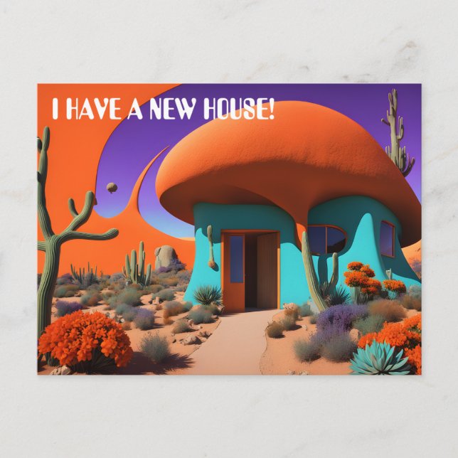 Cartão Postal Surreal Mushroom House Novo Endereço (Frente)