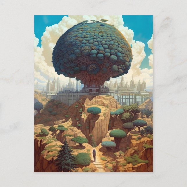 Cartão Postal Surreal Paisagem Gigante Árvore Fantasia (Frente)