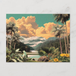 Cartão Postal Surreal Tropical Valley With Palm Trees