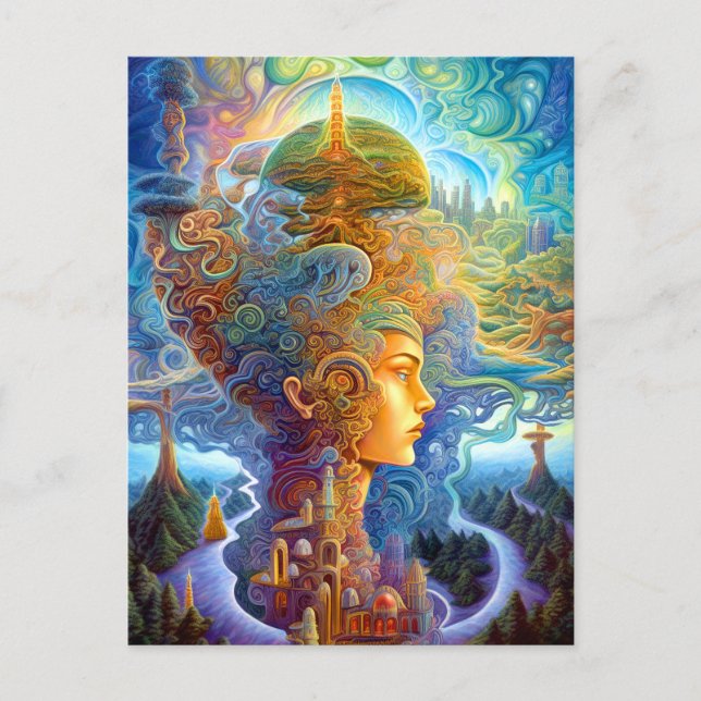 Cartão Postal Surreal Wommando Paisagem Fantasia Art (Frente)