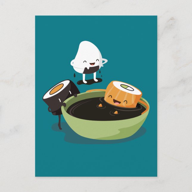 Cartão Postal Sushi aproveita o tempo de banho engraçado (Frente)