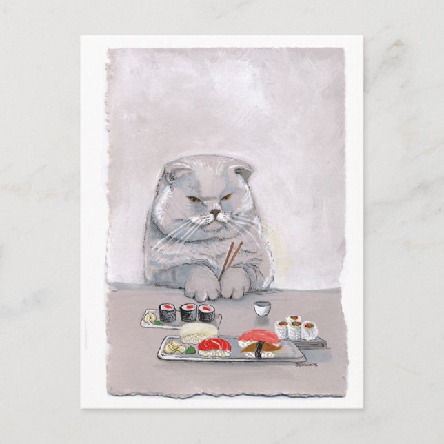 Cartão Postal Sushi Cat Grumps ©CSiravo (Frente)