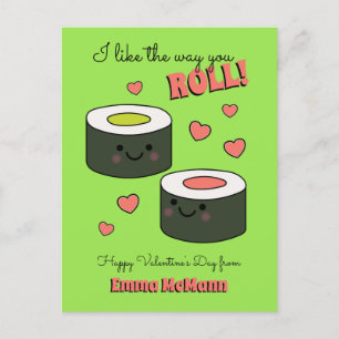 Cartão Postal Sushi Classroom Valentine Amendship Cute Kid Card