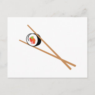 Cartão Postal Sushi E Chopsticks