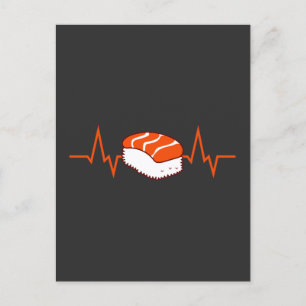 Cartão Postal Sushi Heartbeat Comida Asiática Japonesa