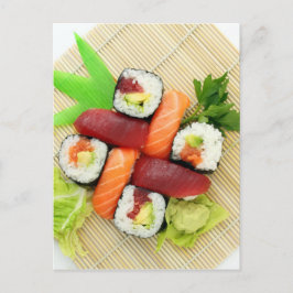 Cartão Postal Sushi Japonês Delicioso Comida Asiática Gostoso