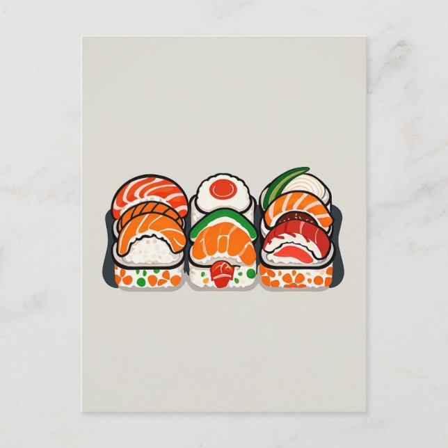 Cartão Postal sushi japonês minimalista (Frente)