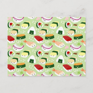 Cartão Postal Sushi Kawaii com rostos