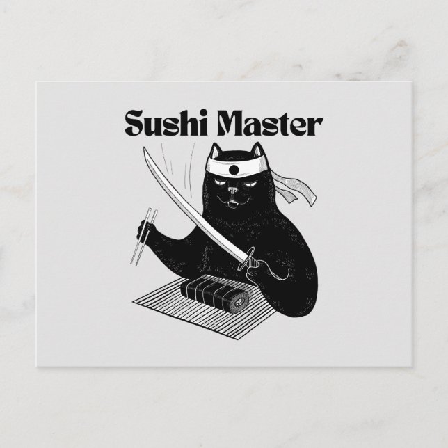 Cartão Postal sushi master, sushi cat (Frente)