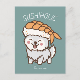 Cartão Postal sushiholic, sushi cat