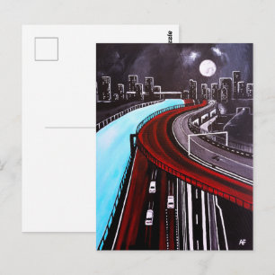 Cartão Postal Suspenso sobre a pintura azul por Alfred Fox