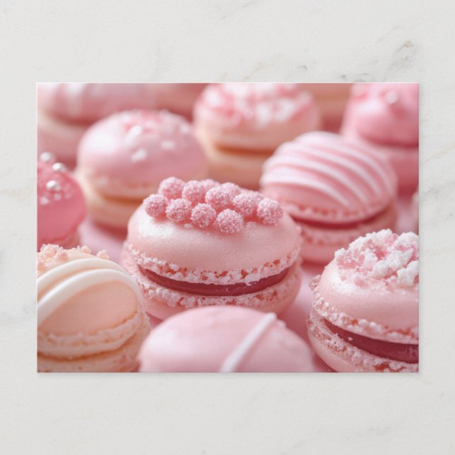 Cartão Postal Süße pinke Macarones Valentinstag (Frente)