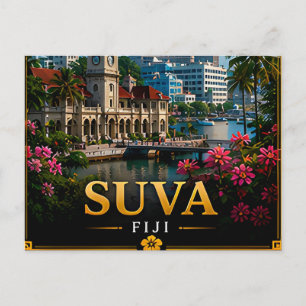 Cartão Postal 🌴 Suva Fiji Memória de Viagem para Férias na Ilha