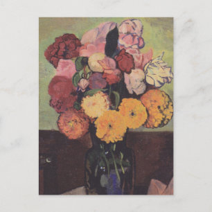 Cartão Postal Suzanne Valadon Flower Vase em uma Mesa redonda
