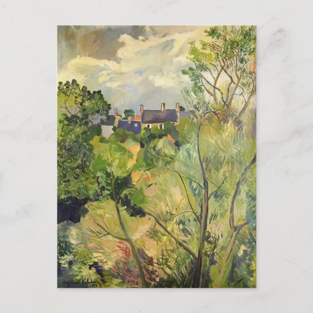 Cartão Postal Suzanne Valadon - Vista da minha janela em Genets (Frente)