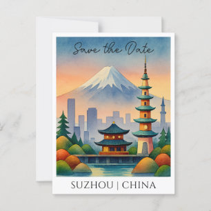 Cartão Postal Suzhou China Watercolor Salva o Cartão-Postal de D