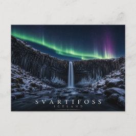 Cartão Postal Svartifoss Quedas Negras Islândia Luzes do Norte