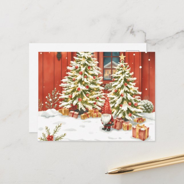 Cartão Postal Svensk tomte. Jul kort (Frente/Verso In Situ)