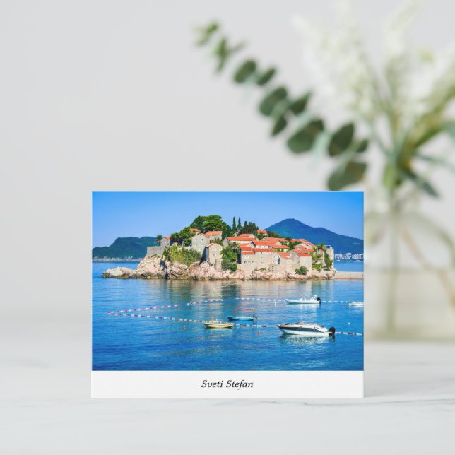 Cartão Postal Sveti Stefan (Em pé/Frente)