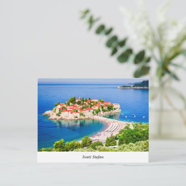Cartão Postal Sveti Stefan (Em pé/Frente)