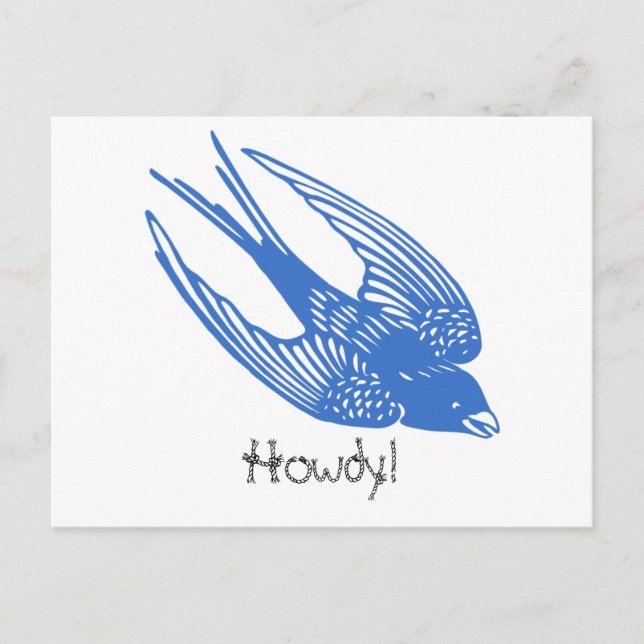 Cartão Postal Swallow Bird Blue (Frente)