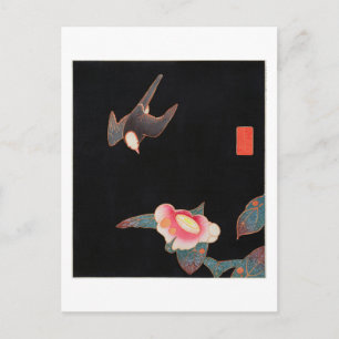 Cartão Postal Swallow e Camellia, Jakuchu
