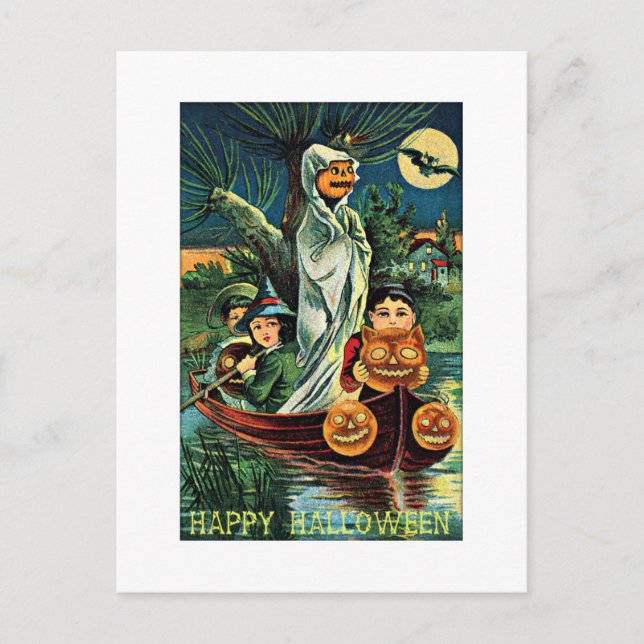 Cartão Postal Swamp Pumpkin Vintage Halloween (Frente)