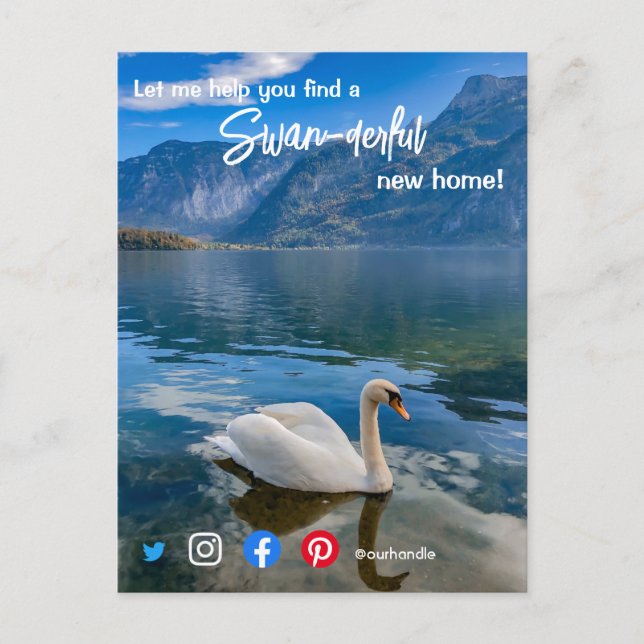 Cartão Postal swan maravilhoso marketing de agente imobiliário (Frente)