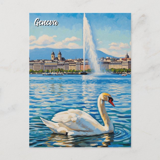 Cartão Postal Swan na Suiça de Genebra (Frente)