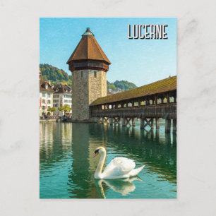 Cartão Postal Swan na Viagem de Suiça de Luzerna