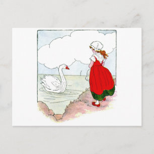 Cartão Postal Swan Vintage A Mãe Real Goose