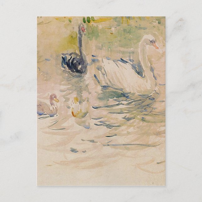 Cartão Postal Swans por Berthe Morisot (Frente)