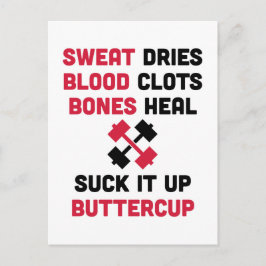 Cartão Postal Sweat Dries Gym Quote