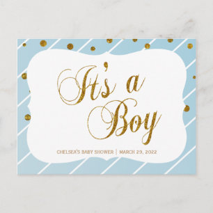 Cartão Postal Sweet Baby Blue e Dourada Confetti - RSVP 2