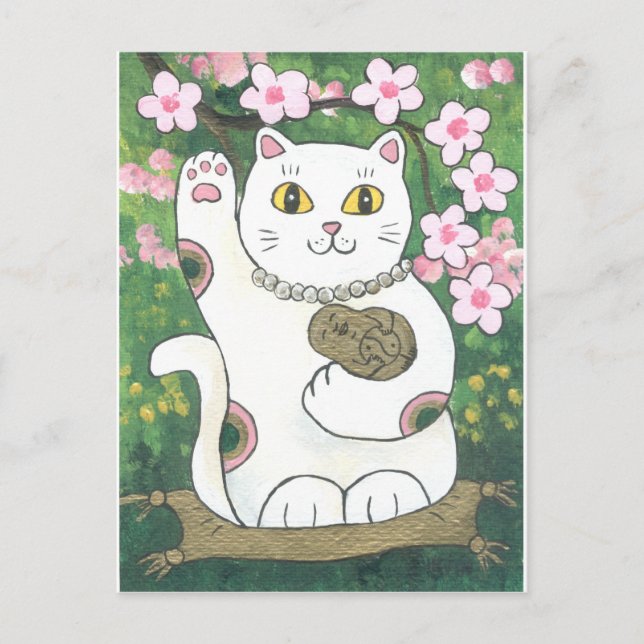 Cartão Postal Sweet Cherry Blossom Neko (Frente)
