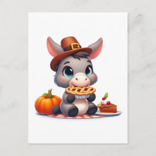 Cartão Postal Sweet Donkey come torta de ação de graças