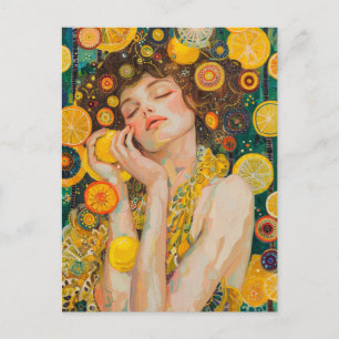 Cartão Postal Sweet Lemon Dreams Klimt Style AI